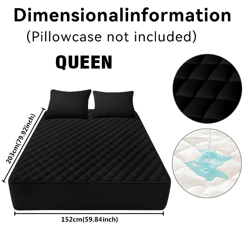 Fitted Mattress Protector with Listed 9–15 Inch Pocket Range, Single Solid-Color Bed Cover in Twin, Full, Queen and King Sizes with Nine Color Labels