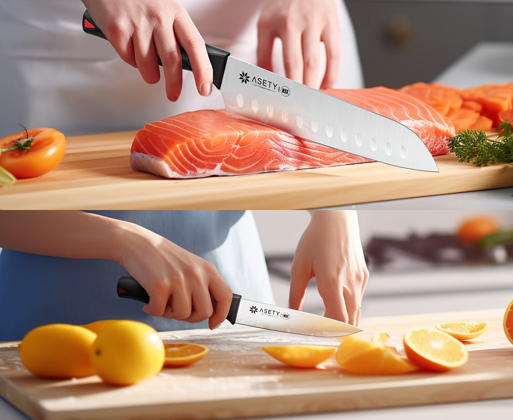 Asety Kitchen Knife Set with PP Handles, 15-Piece Cutlery Selection in Standard or Black Spray Paint Models for Everyday Home Cooking and Ingredient Preparation