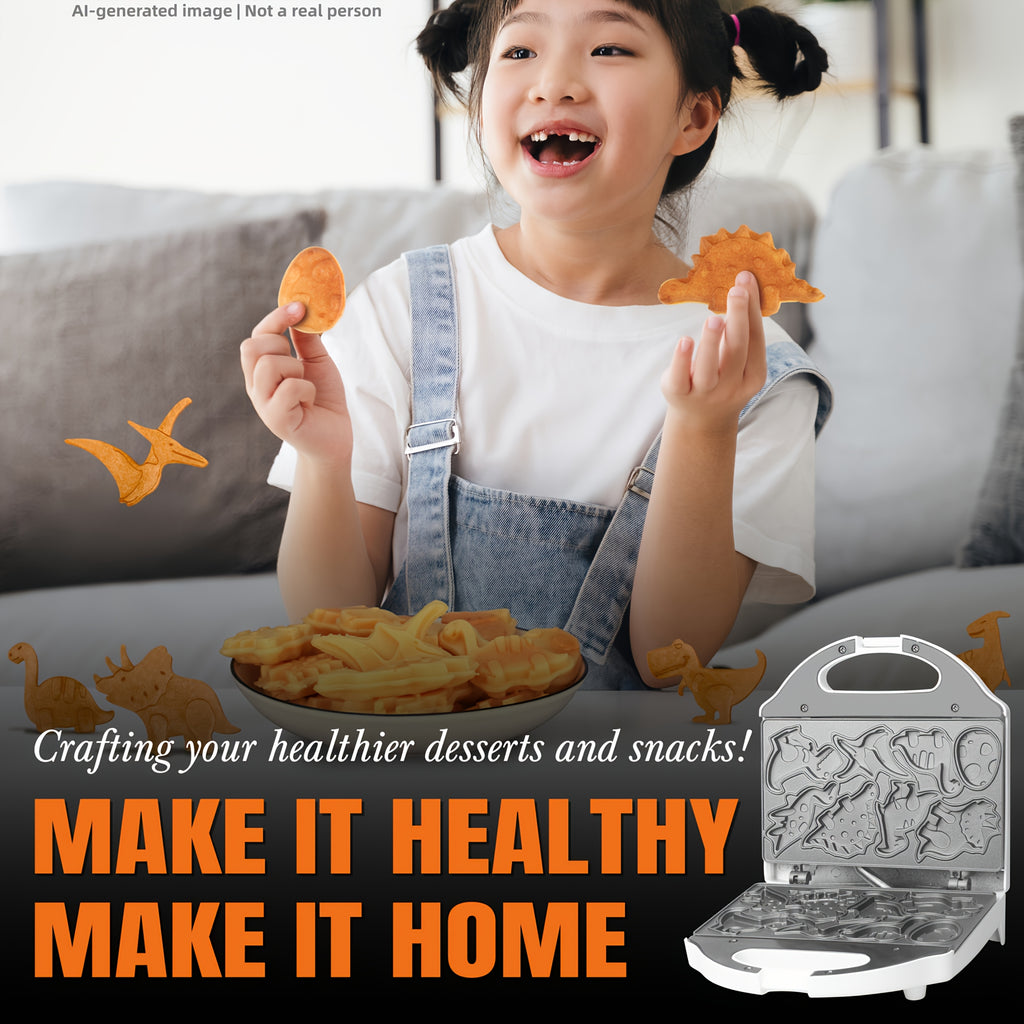 Novelty Shape Waffle and Pancake Maker with Listed Nonstick Plate and Thermostat, White, Car Waffle White or Eight Monster Design Options for Breakfast Routines