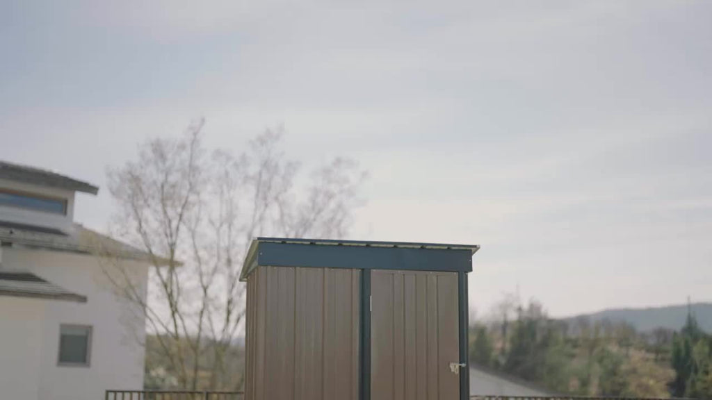 Outdoor Metal Tool Shed in Listed 5 x 3 FT Size, Garden Storage Building with Single Lockable Door and Sloping Roof, Brown, Grey or White Model Options