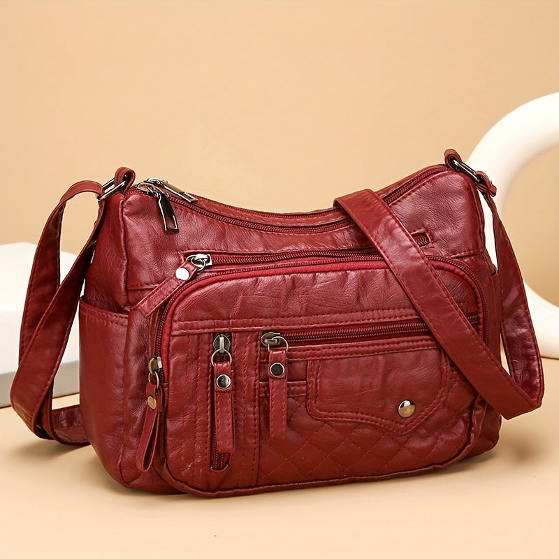 Nylon Shoulder Bag with Adjustable Strap and Zipper Closure, Listed 25 x 18 x 8 cm Size in Red, Black or Brown for Everyday Essentials and Gift Ideas