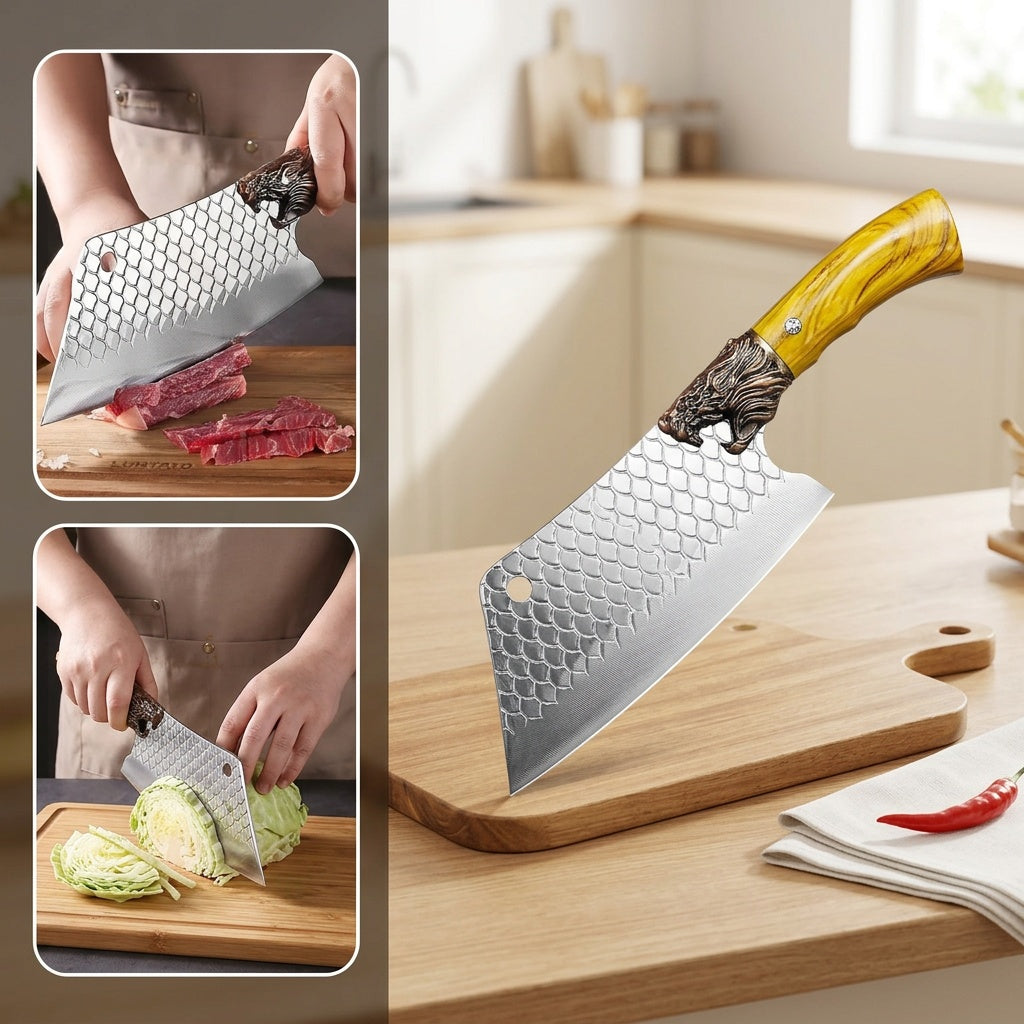 Forged Chef Knife with Listed Ergonomic Handle, Single Multipurpose Kitchen Chopping and Slicing Tool for Home Cooks, Meal Preparation and Cooking Gifts