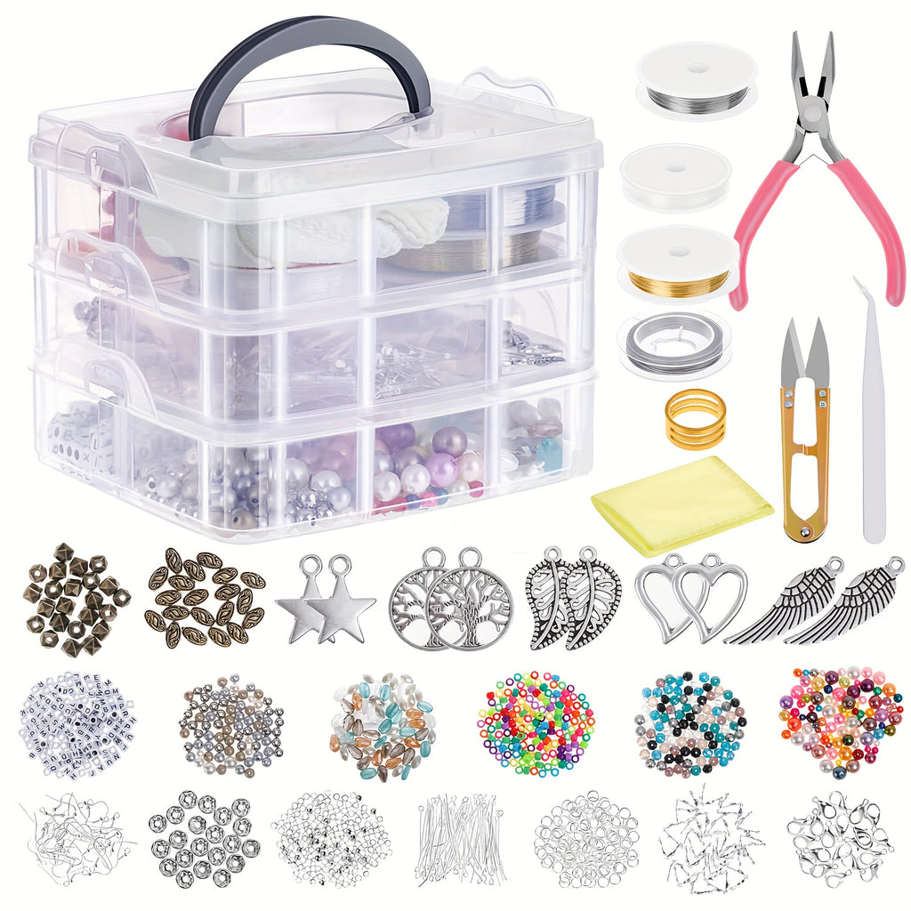 Beaded Jewelry Making Kit for Beginners, Listed 2456-Piece Assortment with Metal Accessories, Fringe and Crafting Tools for DIY Bracelets, Necklaces and Handmade Gifts