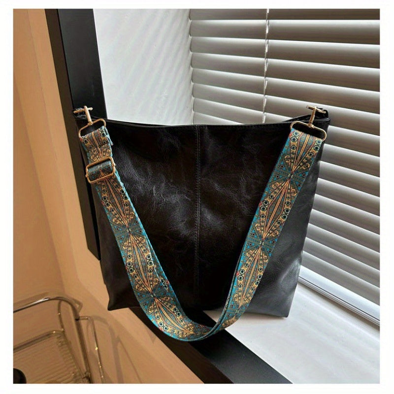 Women's Messenger Bag with Wide Strap, Green Black or Brown-1 Casual Fashion Carry Options with Tote-Style Reference for Everyday Errands and Outfit Pairing