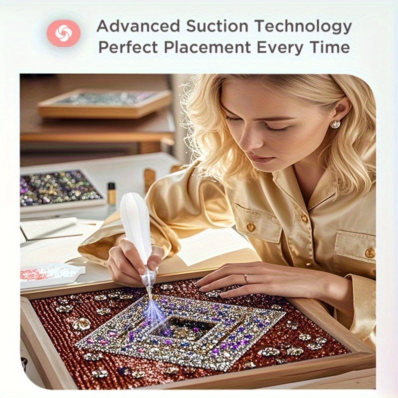 Diamond Art Electric Dotting Pen with Listed Storage Tray and Ergonomic Handle, Purple or White Two-Piece Upgrade Options for DIY Diamond Painting