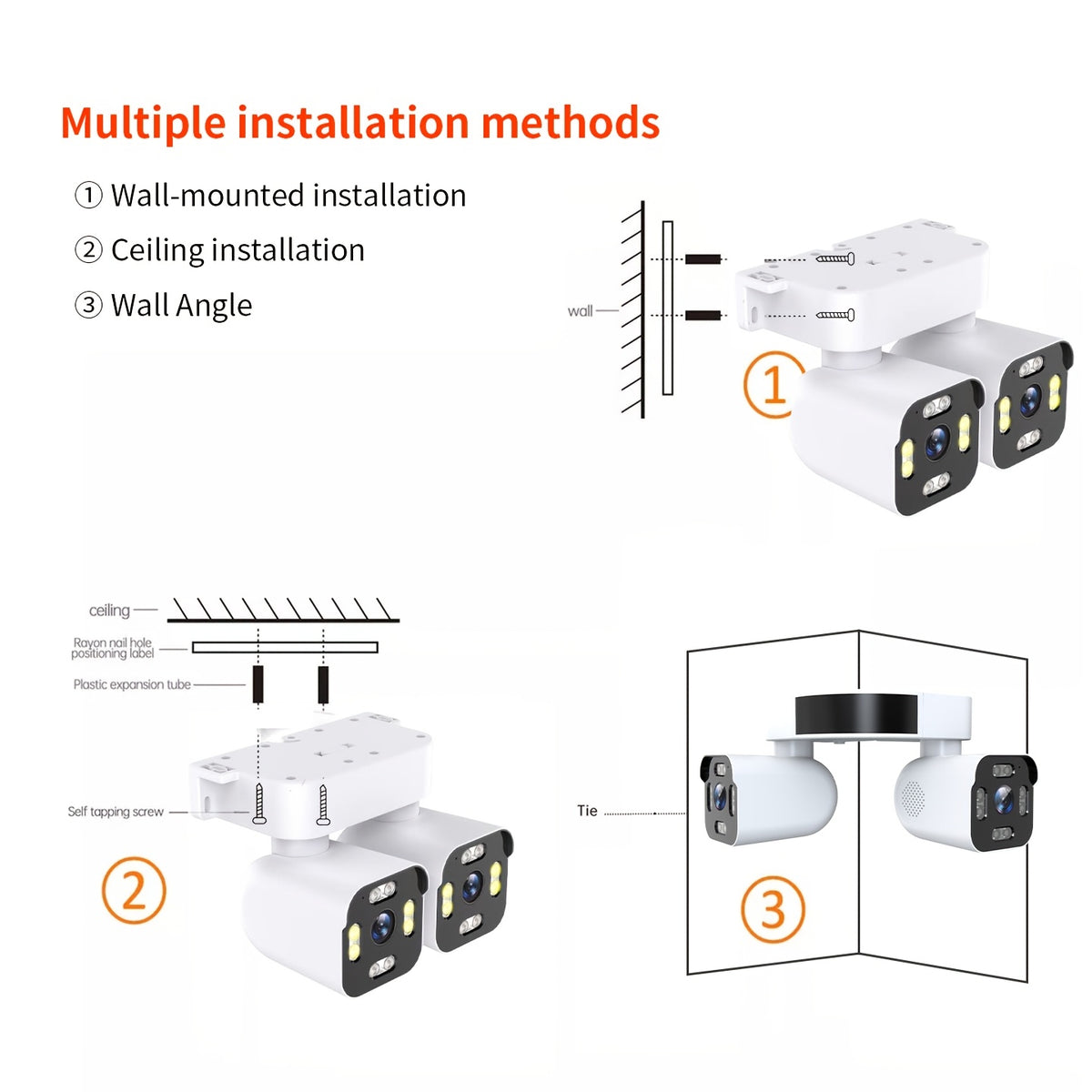 Wired-Power Dual Lens WiFi Security Camera with Listed 10X Electric Zoom, PTZ App Viewing, Night Vision, Two-Way Audio and Siren, Single or Two-Piece Options