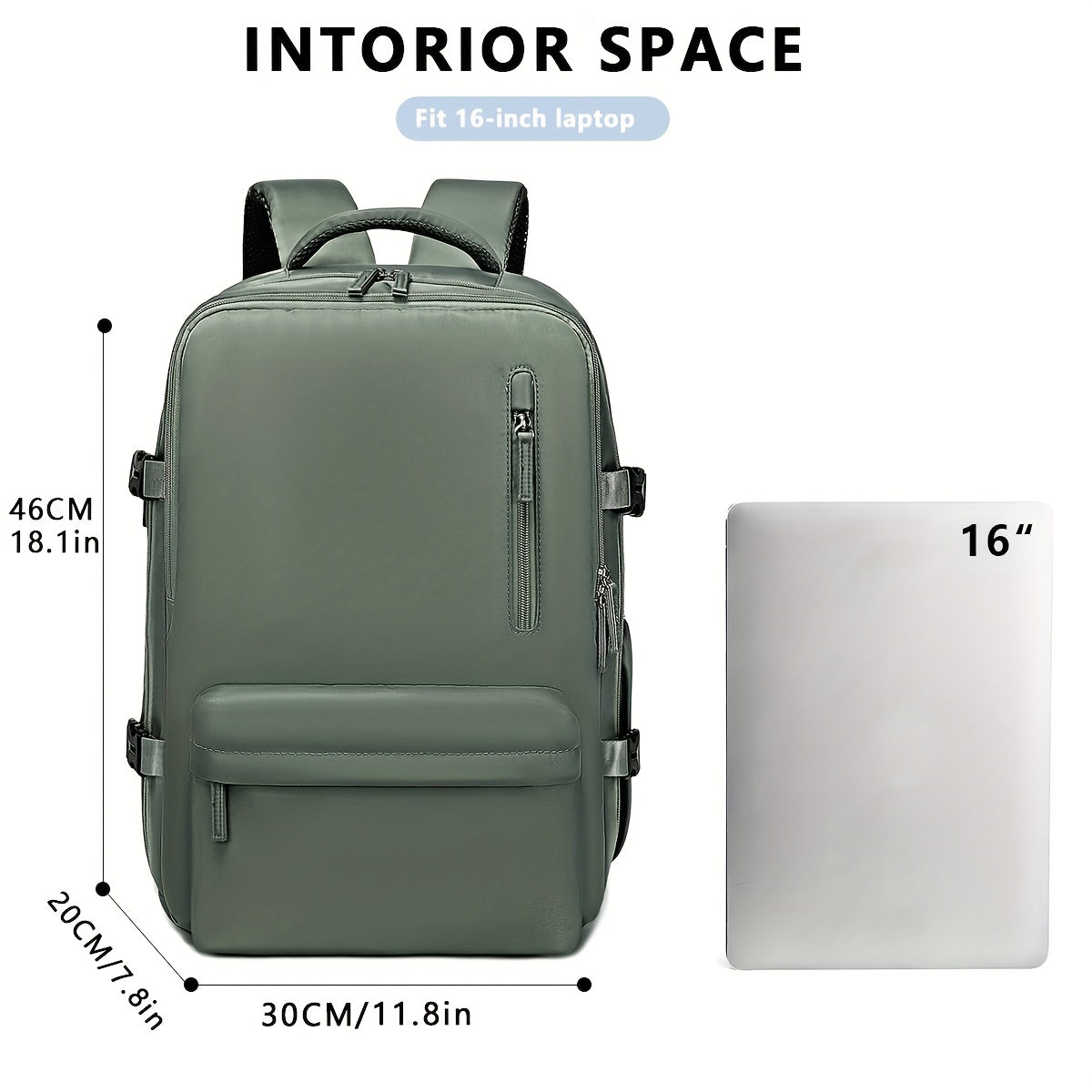 Laptop Travel Backpack with Listed 16-Inch Device Compartment, Shoe Pocket and Multi-Pocket Organization in Pink, Beige or Light Green for Work, School and Gym Trips