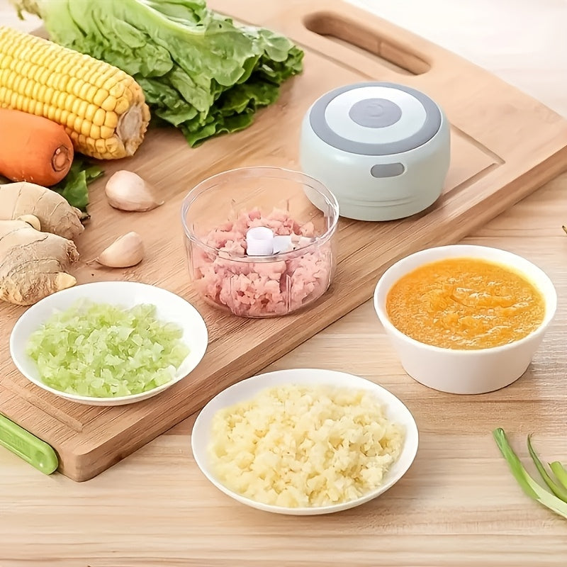 Cordless Mini Garlic Chopper, USB Electric Food Prep Tool with 500ml, 8.45oz Three-Blade and Set Options in White, Green or Pink for Small Kitchen Tasks