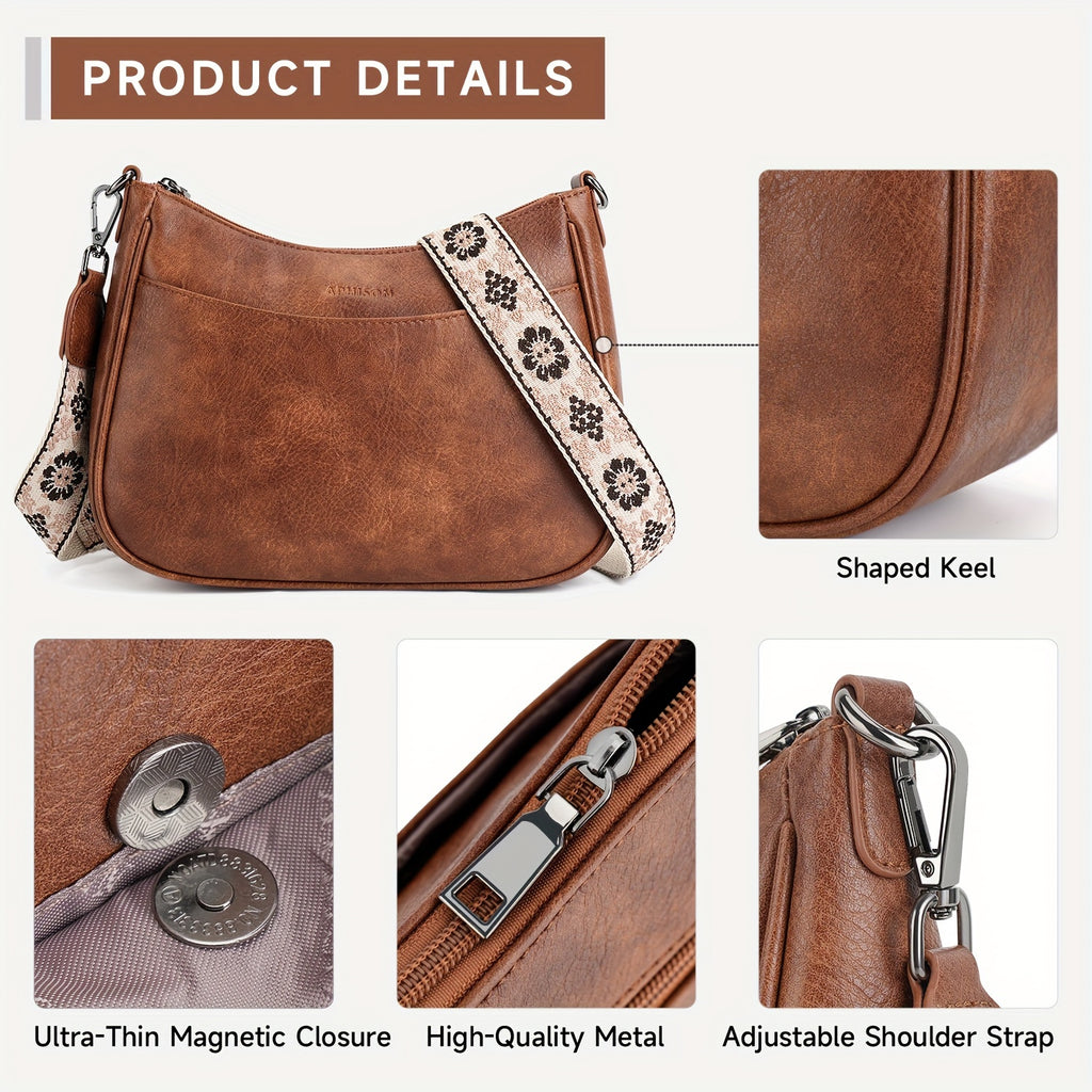 PU Crossbody Purse for Women, Adjustable Strap Shoulder Bag in Seven Colors for Everyday Outfits, Casual Errands and Personal Style