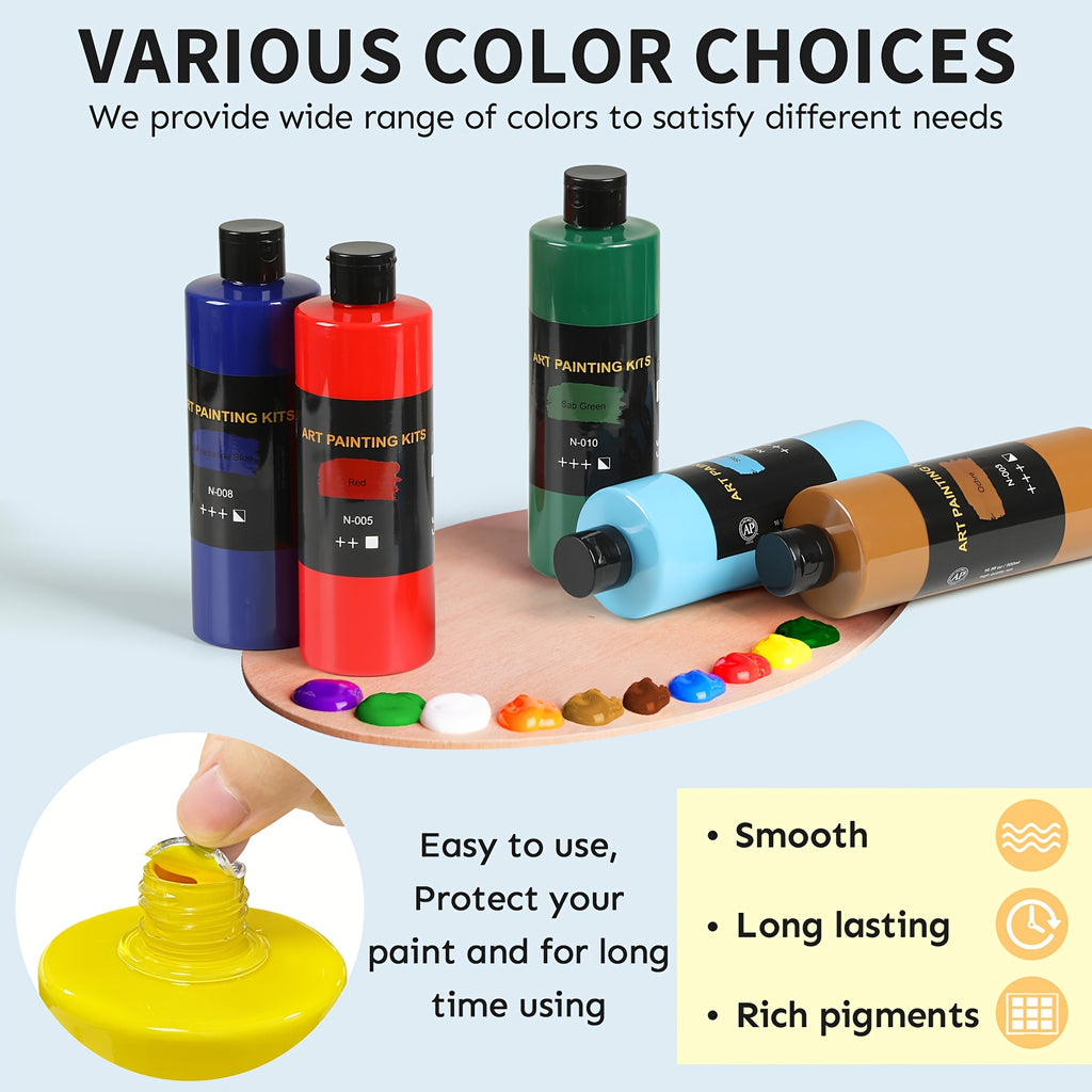 Large-Bottle Acrylic Paint Set with 18 Colors, Listed 8.45oz per Bottle, AP18 Painting Supplies for Beginner and Experienced Artists on Canvas
