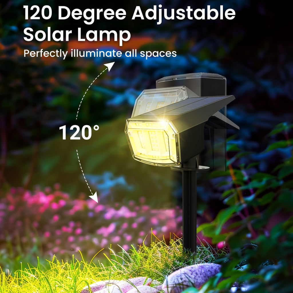 RGB Solar Garden Spotlights with Listed Nine Lighting Modes, Multicolor Outdoor Landscape Accent Lights in Two, Four or Six Pack Options for Holiday Decor