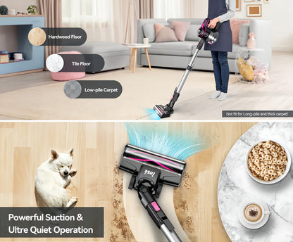 INSE Cordless Vacuum Cleaner, 6-in-1 Rechargeable Home Vacuum with Detachable Battery, LED Brush and 50.5oz Dust Cup for Hardwood, Carpet and Pet Hair