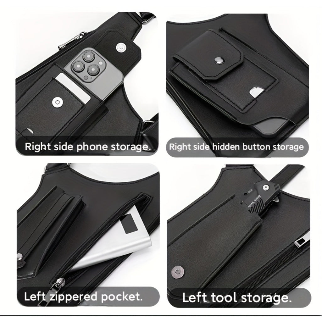 Men's Underarm Strap Bag in Black with Retro Styling for Everyday Phone Carry, Outdoor Walks, Cycling and Hiking Gift Ideas for Boyfriend or Father
