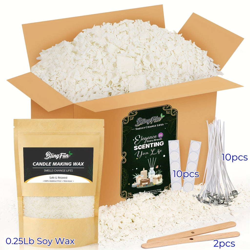 Soy Wax Candle Making Supply Kit with 0.25LB, 1LB and 2LB Pot/String Option Labels, Listed Wicks and Wick Accessories for Adult DIY Candles and Handmade Holiday Gifts
