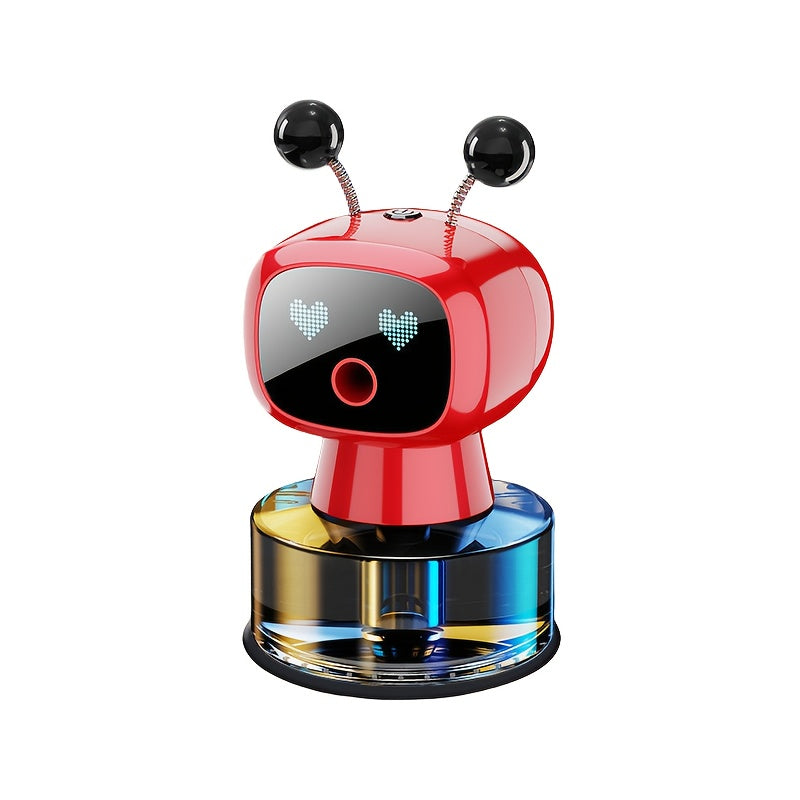 Robot Car Air Freshener with Dynamic Expressions, Automatic Start Stop Spray and Four Adjustable Fragrance Levels, Five Color and Scent Options