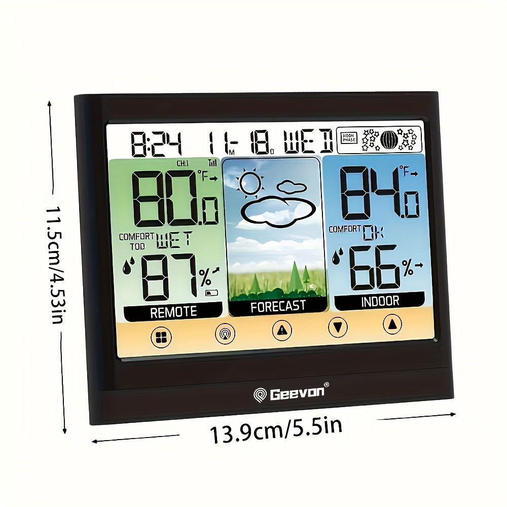Touchscreen Weather Station with 5.9-Inch Color LCD, Indoor Outdoor Temperature and Humidity, Dew Point and Heat Index, Black Display with One Listed Remote Sensor
