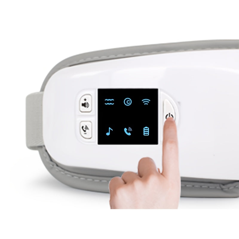 Heated Eye Massager with Air Pressure and Vibration, Portable 4D Massage Device with Music, Multiple Modes and LED Display for Home Relaxation