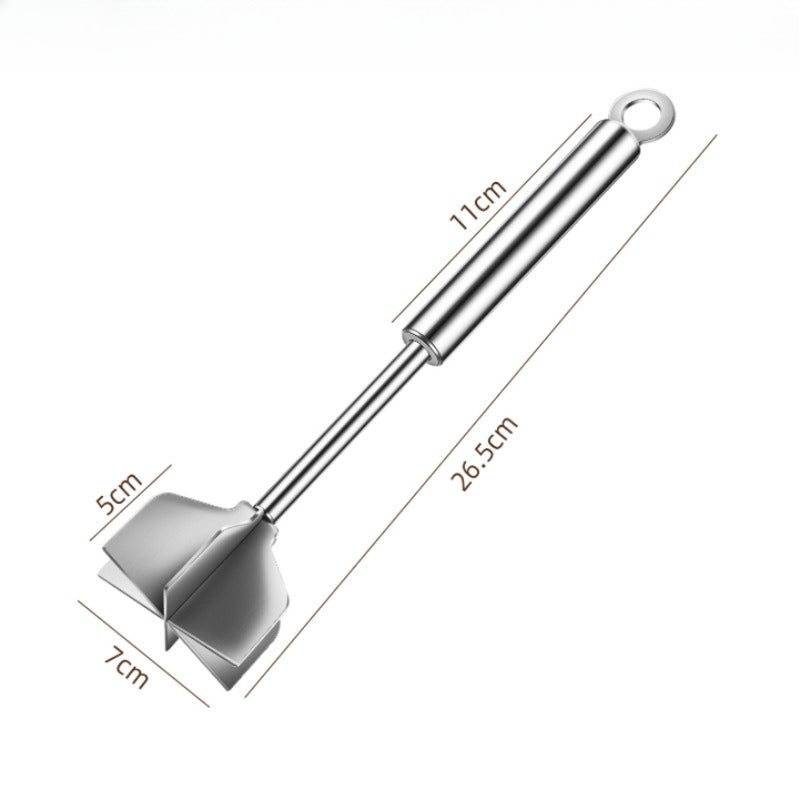 Six-Blade Stainless Steel Meat Chopper with Listed 304 Steel Construction, Single Manual Ground Beef Masher and Potato Mixing Tool for Home Meal Prep