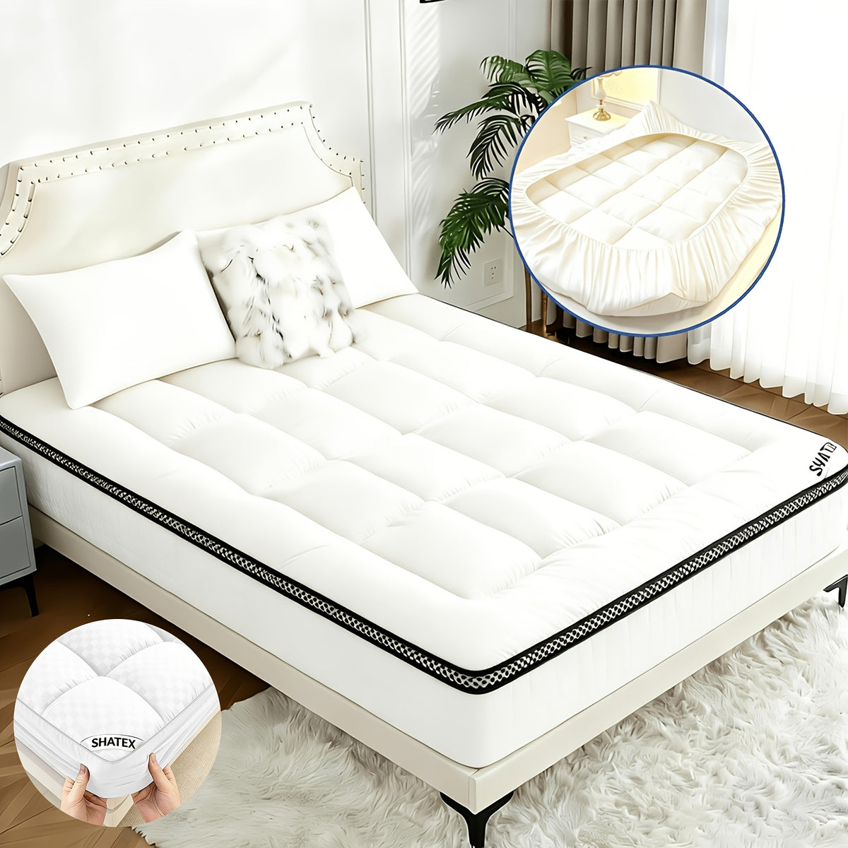 Filled Mattress Topper with Mesh Structure and Listed 1200 GSM, Twin, Full, Queen or King Bedding Layer with Standard, Upgraded and Random Color Options