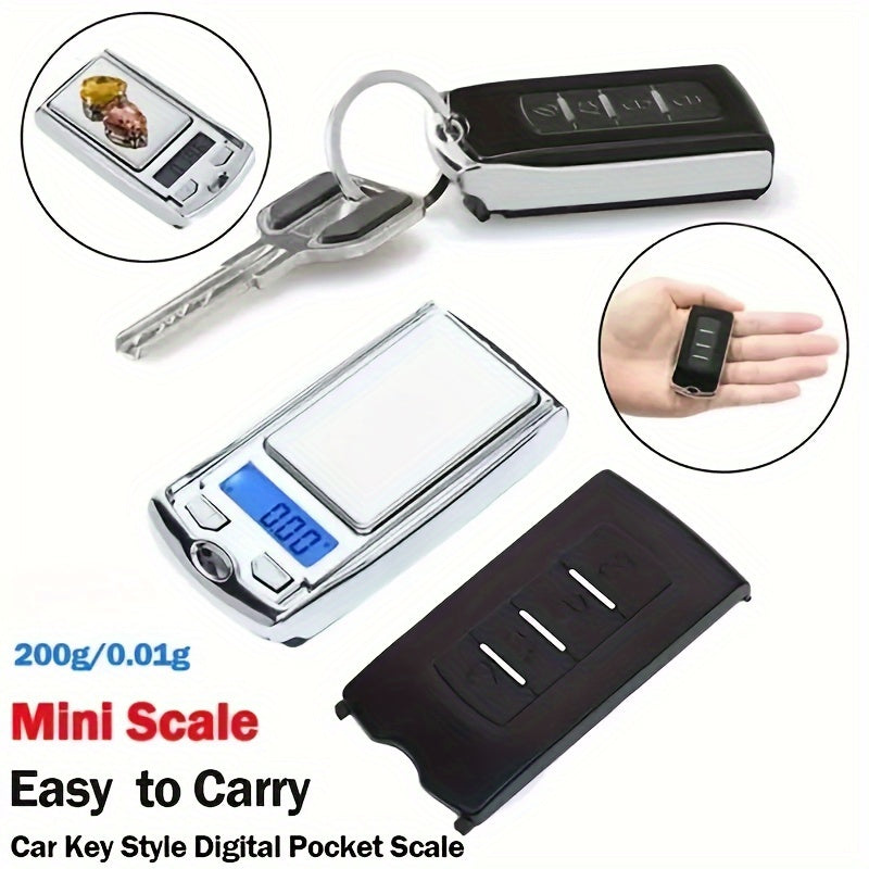 Mini Digital Pocket Scale with Backlit Display and Keychain Attachment, Listed 200 g/0.01 Option for Jewelry and Small-Item Weighing, Battery Not Included
