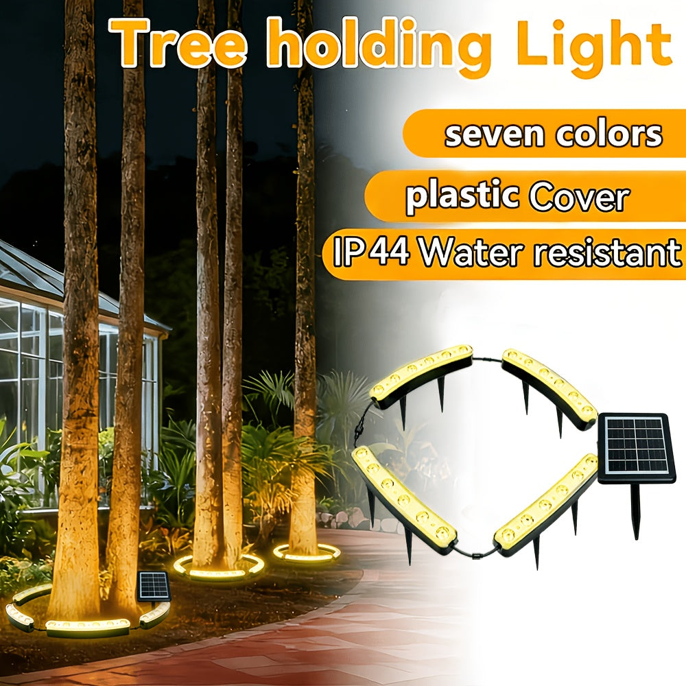Solar Tree and Lawn Lamp for Outdoor Courtyard, Landscape and Large Potted Plant Lighting, One-Pack White, Warm or Color Light Options for Garden Decor