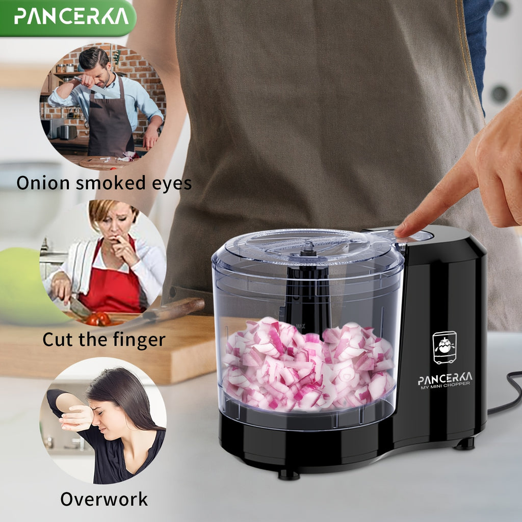 Electric Vegetable Chopper PANCERKA in Black with Listed Dicing, Mincing and Puree Functions, Kitchen Food Processor for Instruction-Approved Meal Preparation