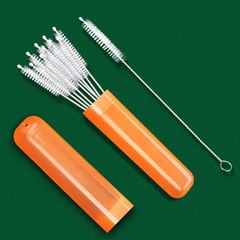 Straw Cleaning Brushes with Storage Box, 10 Long Brushes for Compatible Reusable Drinking Straws, Straw Cups and Narrow Bottle Openings at Home