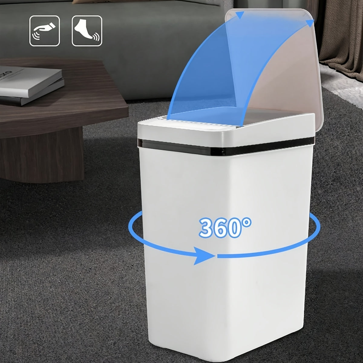 1/2 Pack Small Touchless Motion Sensor Trash Can With Lid, 2.4 Gallon Automatic Garbage Bin, Multi-use For Bathroom Kitchen Office Bedroom