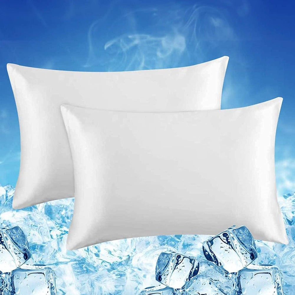 Cooling Pillowcases 2-Pack for Hot Sleepers, Machine-Washable Pillow Covers in Listed 19.69 x 25.98-Inch Standard Size with Five Bedroom Color Options