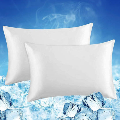 Cooling Pillowcases 2-Pack for Hot Sleepers, Machine-Washable Pillow Covers in Listed 19.69 x 25.98-Inch Standard Size with Five Bedroom Color Options