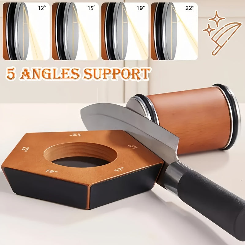Diamond Rolling Knife Sharpener Set with Two-Angle, Five-Angle or Five-Sided Style Options for Compatible Kitchen and Outdoor Knife Edge Care and Home Cook Gifts