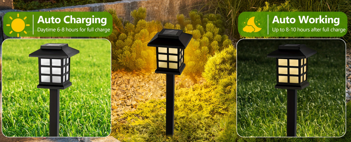 White-Light Solar Pathway Lights, Listed 12-Piece Outdoor LED Set with Automatic On-Off for Garden Paths, Lawn Borders, Patio and Yard Landscape Decoration