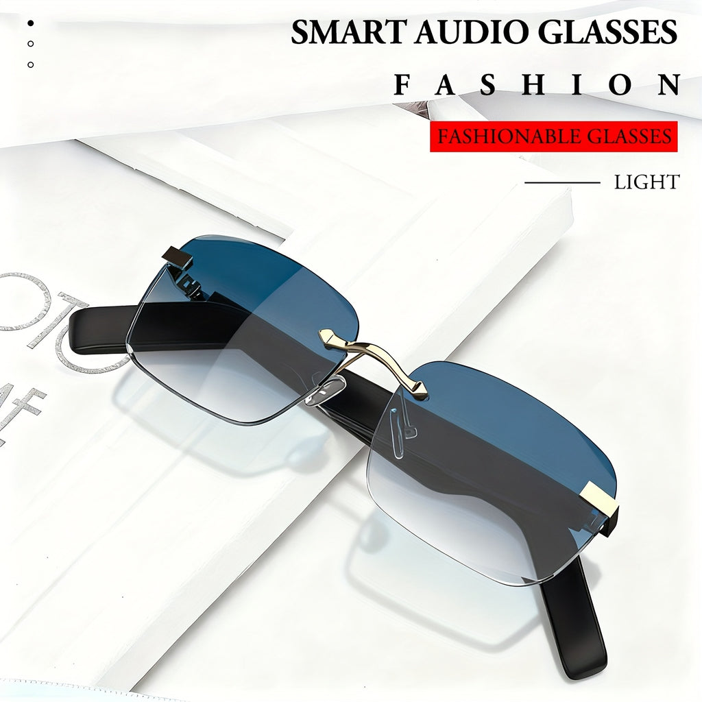 Touch-Control Wireless Audio Glasses with Listed Built-In Microphone, Music Playback and Hands-Free Calls in Gradient Blue, Gradient Purple or Brown-1