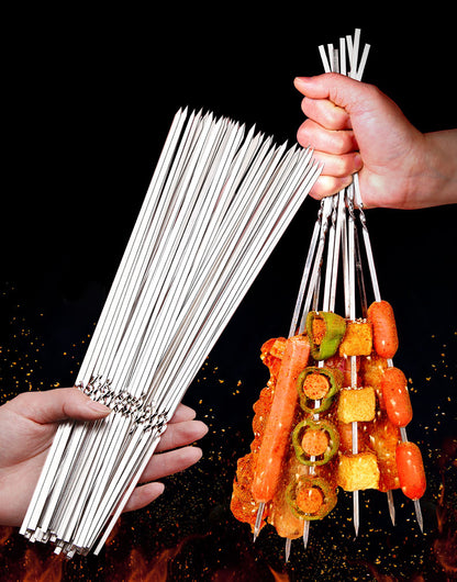 Reusable Stainless Steel BBQ Skewers for Shish Kebabs, Metal Grilling Sticks in 10pieces and 10pieces*2 Options for Backyard Barbecues and Camping