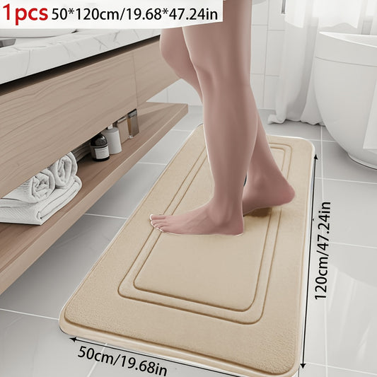 Geometric Memory Foam Bath Mat, Single Soft Indoor Floor Rug with Six Color Options and Three Sizes for Bathroom, Kitchen and Laundry Room Decor