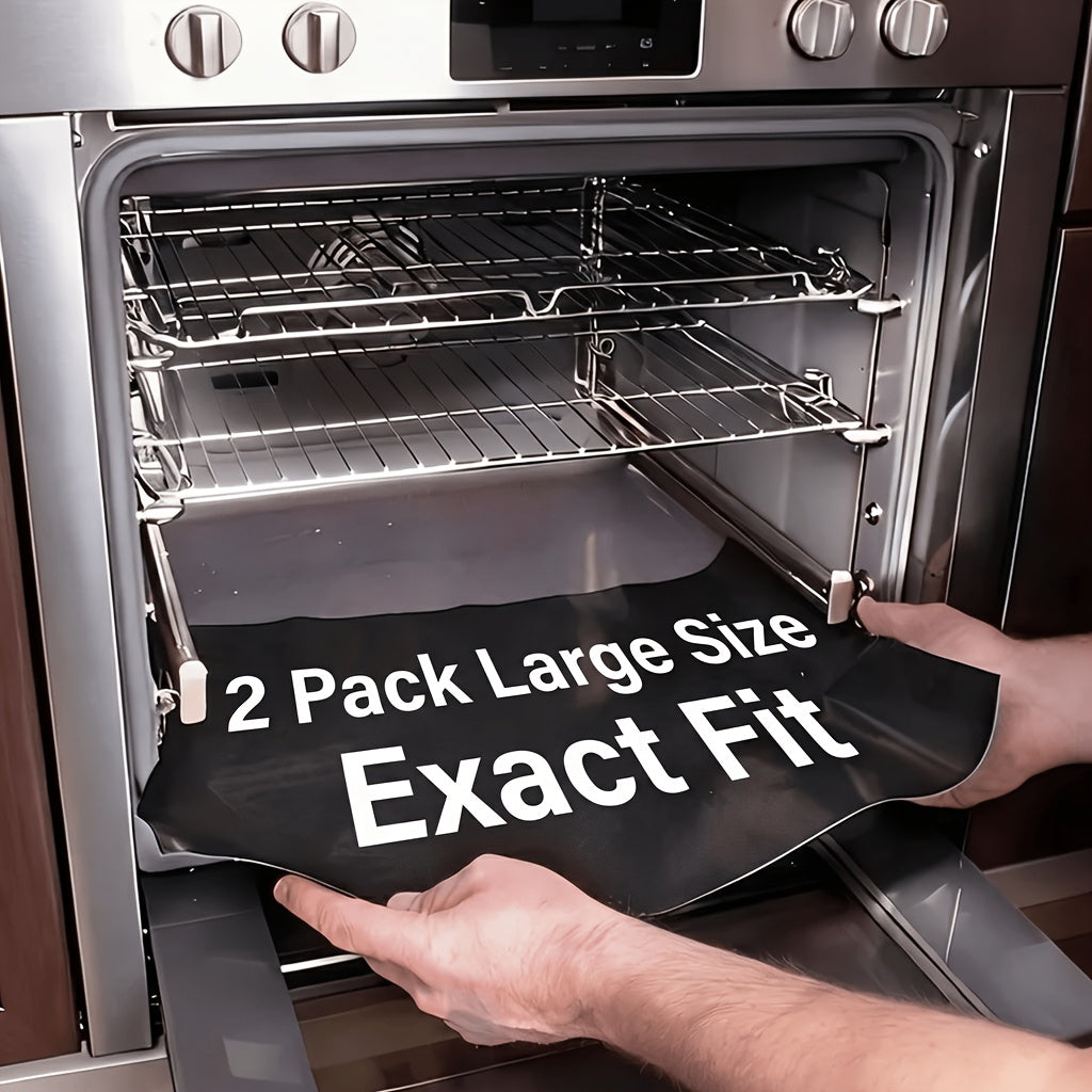 Reusable Oven Liners, 2-Piece Large 17 x 24.5 Inch Nonstick Mat Set for Catching Cooking Drips in Compatible Electric or Gas Ovens with Approved Placement