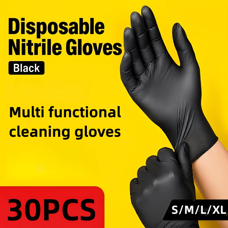 Black Nitrile Cleaning Gloves in a 30-Piece Pack, Lightweight Disposable Household Gloves with S, M, L and XL Options for Kitchen Cleanup and Home Tasks