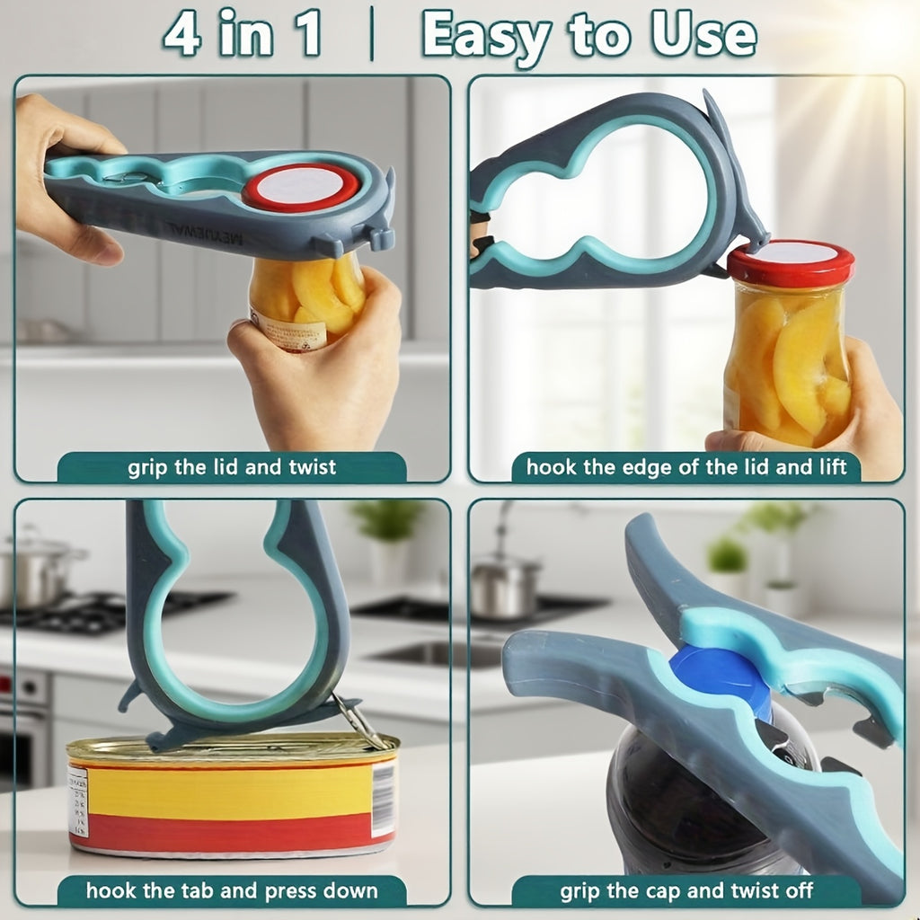 Non-Slip Jar and Bottle Opener with Ergonomic Silicone Handle, Manual Kitchen Lid Gripper in Multiple Colors and Styles for Everyday Cooking and Meal Prep