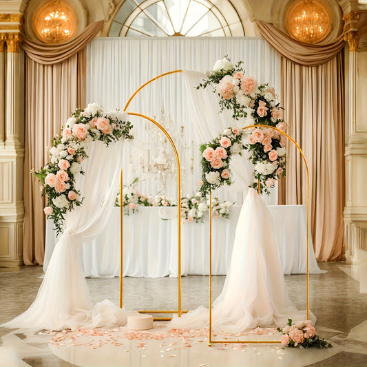 Gold Wedding Arch Stand with 80x180cm or 120x220cm Size Options, Metal Balloon and Flower Backdrop Frame for Bridal Showers, Birthdays and Baby Shower Decor