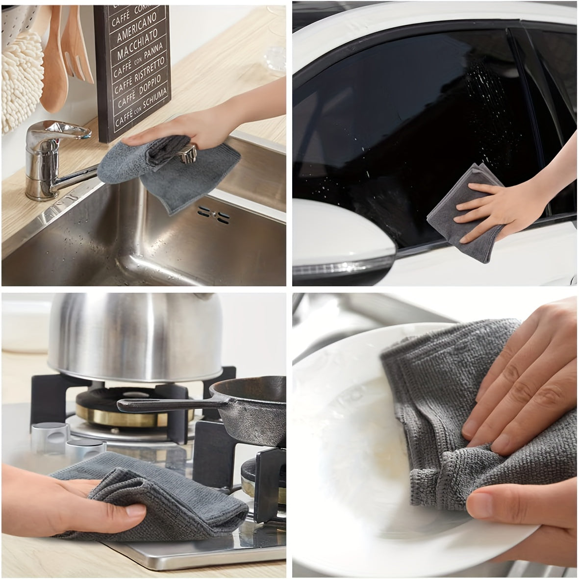 Dishwashing Cloths in Microfiber, Five-Piece Household Cleaning Towel Pack for Compatible Kitchen Surfaces, Bathroom Wiping and Everyday Cleanup
