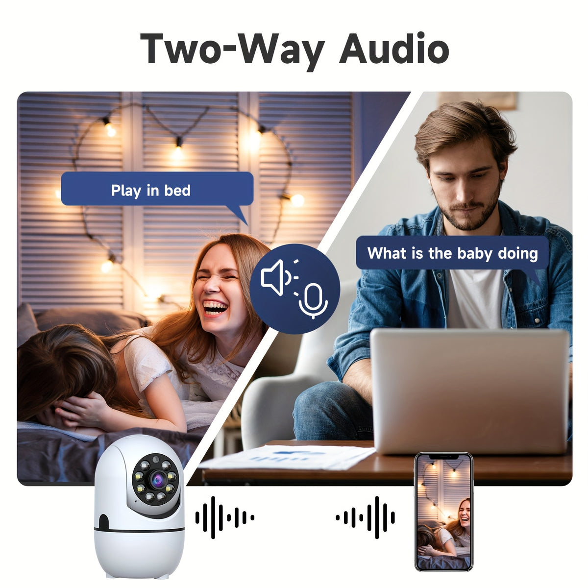 Indoor Security Camera 2 Pack, Baby & Pet Monitor with 355° Pan Tilt, Full-Color Night Vision, Motion Detection, 2-Way Talk, Dual WiFi 2.4G/5G, Cloud & SD Storage, Alexa Smart Home Cameras