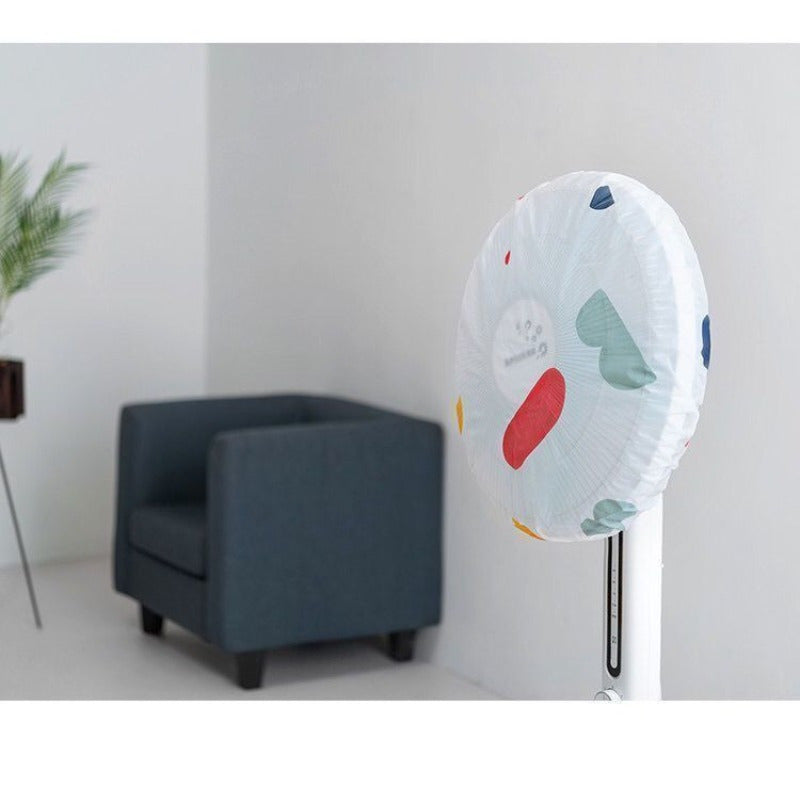 Electric Fan Dust Covers with Ruffled Edges, 2-Piece PVC Plastic Set in Assorted Colors for Compatible Fan Storage at Home or in the Office
