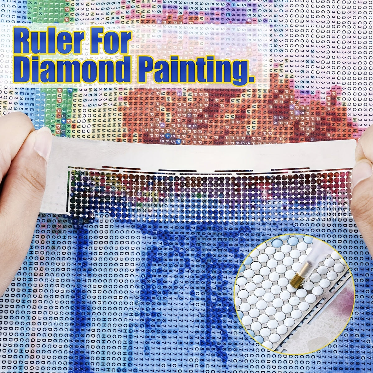 Diamond Painting Ruler Set, Six-Piece Craft Guide with Listed Stainless Steel Mesh and Cross Flower Hole Drawing Options for DIY Diamond Art Projects