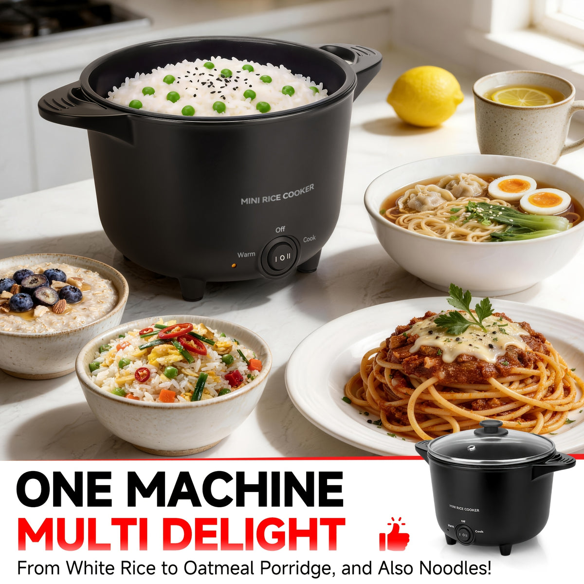 Mini Electric Hot Pot for Single Serve Meals, Multi-Functional Noodle, Soup, Rice and Hot Pot Cooker with Non-Stick Inner Pot, Compact Portable Electric Cooking Pot for Small Kitchens, Dorms, Offices and One-Person Dinners