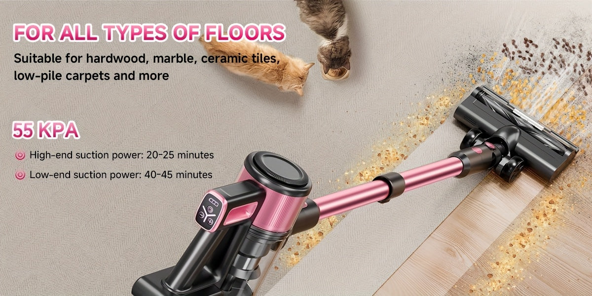 8-in-1 Cordless Vacuum Cleaner for Home, Lightweight Wireless Household Vacuum for Hardwood Floors, Carpets and Pet Hair in Four Color Options