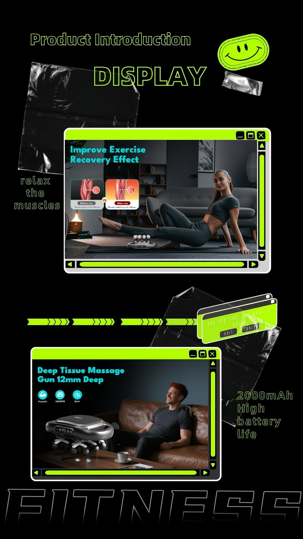 Multi-Node Massage Gun with Nine Intensity Levels and Nine Modes, Cordless Percussion Design in D-16 White, A-12 Gray or C-22 Gray Model Options