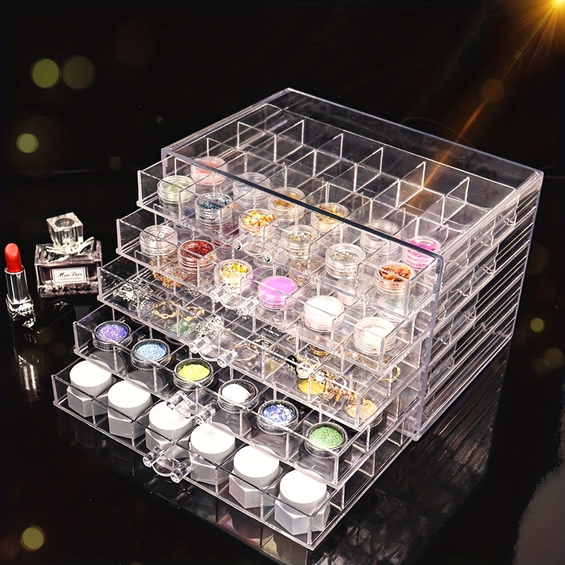 Three-Layer Jewelry Organizer with 72 Listed Compartments for Earrings, Rings and Small Accessories, Clear Storage Design with Optional Blank Painting Template