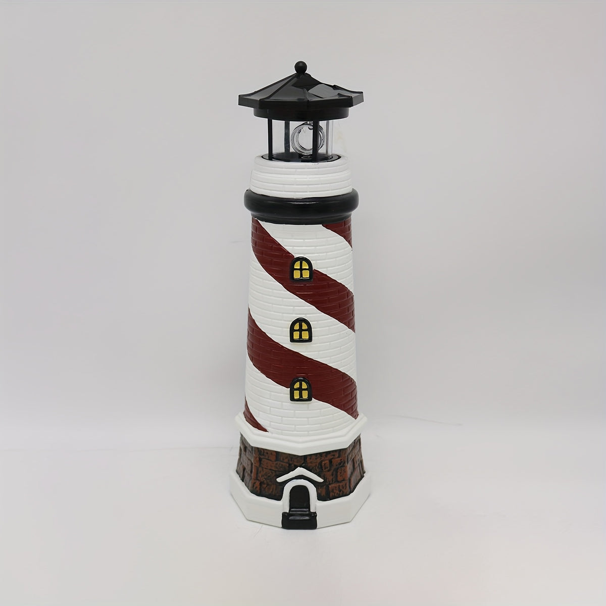 Solar Lighthouse Garden Decor with 360-Degree Rotating LED Light, Blue or Red Outdoor Statue Lantern for Patio, Courtyard and Nautical Landscape Displays