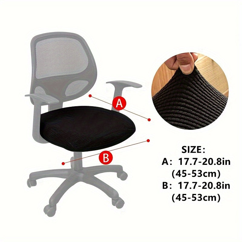 Stretch Office Chair Cover with Knit Jacquard Texture, Polyester Elastane Fabric and Elastic Band Closure, 1-Piece Dust Cover for Compatible Desk Chairs