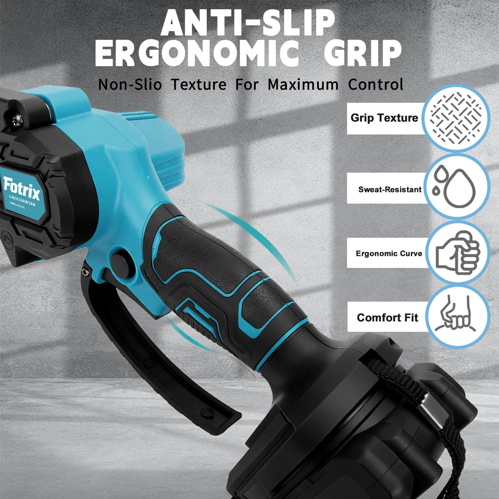 Mini Cordless Chainsaw with Listed 6-Inch Size and 5m/s Chain Speed, One- or Two-Battery Packages and Select Case Options for Garden Pruning and Property Cleanup